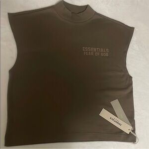 Fear of God ESSENTIALS Sleeveless Mock Neck Top - Brown